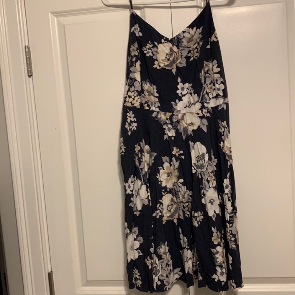 Grey Floral Spaghetti Strap Dress